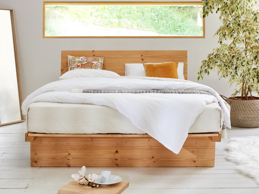 Wooden bed frame full with deals storage